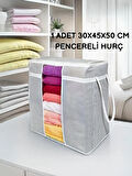 1 ADET- Pencereli Saklama Çantası Hurç Baza Altı Hurç Çeyiz Seti Hurcu Fermuarlı 30x45x50 cm