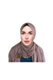 Pratik Penye Şal ,Kahverengi ,önü Süngerli Çene Altı Dikişli ,hazır Geçmeli Şal ,hijab , Tesettür
