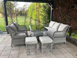Petra Rattan 3 1 1 Masa 2puf Bahçe Balkon Mobilyası,vizon