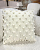 1 adet Puffy Peluş Kırlent kılıfı Krem Rengi 43x43 Cm El Örgüsü Kılıf 