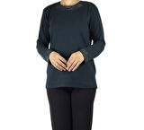 KADIN YAKA VE KOLAĞZI TAŞ İŞLEMELİ MEVSİMLİK BLUZ