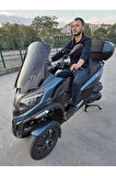 MOTOCAM Piaggio MP3 530 Siperlik Ön Cam 2023-2025 Model 60cm Siyah Renkli 4mm ORTA BOYLU