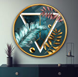 Gold Desenler Yuvarlak Cam Tablo | Hediyelik, Dekoratif, Ofis, Mutfak 