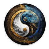 Ying Yang Yuvarlak Cam Tablo | Hediyelik, Dekoratif, Ofis, Mutfak 
