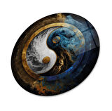 Ying Yang Yuvarlak Cam Tablo | Hediyelik, Dekoratif, Ofis, Mutfak 