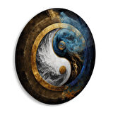 Ying Yang Yuvarlak Cam Tablo | Hediyelik, Dekoratif, Ofis, Mutfak 