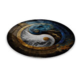 Ying Yang Yuvarlak Cam Tablo | Hediyelik, Dekoratif, Ofis, Mutfak 