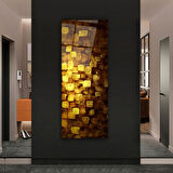 Soyut Gold Cam Tablo | Hediyelik, Dekoratif, Ofis, Mutfak 