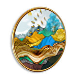 Gold Desenler Yuvarlak Cam Tablo | Hediyelik, Dekoratif, Ofis, Mutfak 