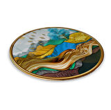 Gold Desenler Yuvarlak Cam Tablo | Hediyelik, Dekoratif, Ofis, Mutfak 