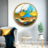 Gold Desenler Yuvarlak Cam Tablo | Hediyelik, Dekoratif, Ofis, Mutfak 