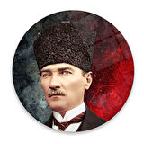 Atatürk Yuvarlak Cam Tablo | Hediyelik, Dekoratif, Ofis, Mutfak 