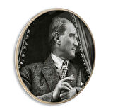 Atatürk Yuvarlak Cam Tablo | Hediyelik, Dekoratif, Ofis, Mutfak 
