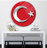Bayrak Yuvarlak Cam Tablo | Hediyelik, Dekoratif, Ofis, Mutfak 