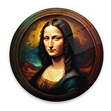 Mona Lisa Yuvarlak Cam Tablo | Hediyelik, Dekoratif, Ofis, Mutfak 