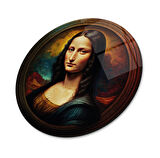 Mona Lisa Yuvarlak Cam Tablo | Hediyelik, Dekoratif, Ofis, Mutfak 