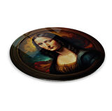 Mona Lisa Yuvarlak Cam Tablo | Hediyelik, Dekoratif, Ofis, Mutfak 