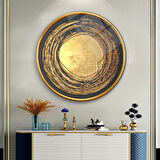 Gold Desen Yuvarlak Cam Tablo | Hediyelik, Dekoratif, Ofis, Mutfak 