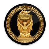 Antik Gold Yuvarlak Cam Tablo | Hediyelik, Dekoratif, Ofis, Mutfak 