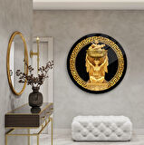 Antik Gold Yuvarlak Cam Tablo | Hediyelik, Dekoratif, Ofis, Mutfak 