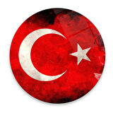 Bayrak Yuvarlak Cam Tablo | Hediyelik, Dekoratif, Ofis, Mutfak 