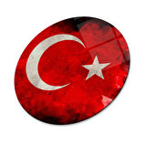 Bayrak Yuvarlak Cam Tablo | Hediyelik, Dekoratif, Ofis, Mutfak 