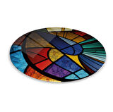 Soyut Vitray Yuvarlak Cam Tablo | Hediyelik, Dekoratif, Ofis, Mutfak 