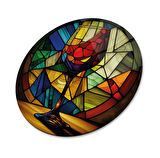 Vitray Kadeh Yuvarlak Cam Tablo | Hediyelik, Dekoratif, Ofis, Mutfak 