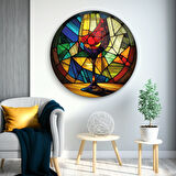 Vitray Kadeh Yuvarlak Cam Tablo | Hediyelik, Dekoratif, Ofis, Mutfak 