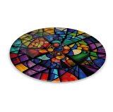 Vitray Yuvarlak Cam Tablo | Hediyelik, Dekoratif, Ofis, Mutfak 