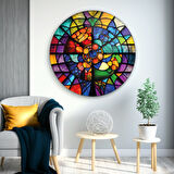Vitray Yuvarlak Cam Tablo | Hediyelik, Dekoratif, Ofis, Mutfak 