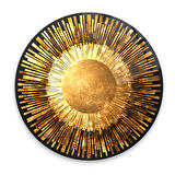 Gold Soyut Yuvarlak Cam Tablo | Hediyelik, Dekoratif, Ofis, Mutfak 