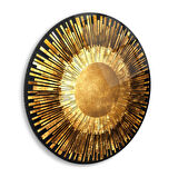 Gold Soyut Yuvarlak Cam Tablo | Hediyelik, Dekoratif, Ofis, Mutfak 
