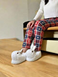 Süet bayan pijama alt ekose kırmızı siyah