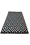 Algelsineve Çift Taraflı Kilim Yolluk - Siyah Beyaz Piramit Desen 80x200