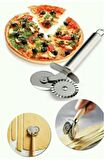 Çelik Çift Başlıklı Pizza Mantı Hamur Kesici Kesme Bıçağı Hamur Ruleti Hamur Şekillendirme Makinesi