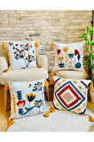 Swita Home Home Design 4'lü Kombin Punch Işlemeli Kırlent Kılıfı (panç)