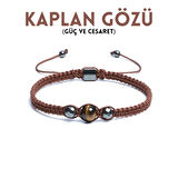 Kaplan Gözü, Hematit Bileklik - Pelo Brown Bileklik - Tasarım Bileklik 8mm 6mm Ayarlanabilir