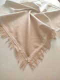 Cendere Saçaklı %100 Pamuklu Doğal Keten Kumaş Vintage Jüt Aksesuarlı 110x110 cm