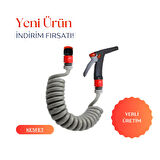 Plasyay Spiral Veranda Balkon Araç Yıkama Bahçe Sulama Musluk Adaptörlü Ve Yeni Tetik Başlıklı Siyah İnci Setler 3.5 Metre