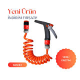 Plasyay Spiral Veranda Balkon Araç Yıkama Bahçe Sulama Musluk Adaptörlü Ve Yeni Tetik Başlıklı Siyah İnci Setler 3.5 Metre