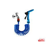 Plasyay Spiral Yıkama Sulama Hortumu Kelepçe Adaptörlü ve Yeni Fiskiye Başlıklı 3.5 Metre Setler