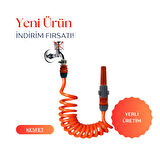 Plasyay Spiral Bahçe Sulama Veranda Balkon Araç Yıkama Kelepçe Adaptörlü ve Ayarlı Nozul (Lans) Başlıklı Siyah Inci 3.5 Metre