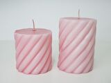 MİSSİ PEMBE 2Lİ SPIRAL BLOK MUM SETİ