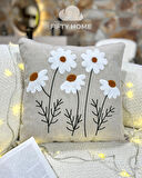 1 adet püsküllü punch kırlent kılıfı 43 x 43 cm yastık kılıfı keten