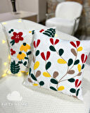 1 adet püsküllü punch kırlent kılıfı 43 x 43 cm yastık kılıfı keten