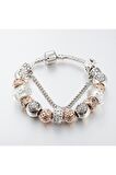 Pandora Tarz, Yeni Trend, Gold Charm Bileklik, Ahşap Kutu Içerisinde, Yeniyıl Yılbaşı Hediyesi