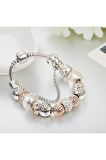 Pandora Tarz, Yeni Trend, Gold Charm Bileklik, Ahşap Kutu Içerisinde, Yeniyıl Yılbaşı Hediyesi