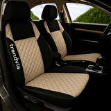 Bej Renkli Kapitone Penye Oto Kılıf Takımı | Ön Arka Koltuklar + Başlık Kılıfı