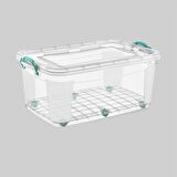 Polytime Tekerlekli Multibox Şeffaf Kilitli Saklama Düzenleme Kabı Kutusu - Dikdörtgen - 60 Litre